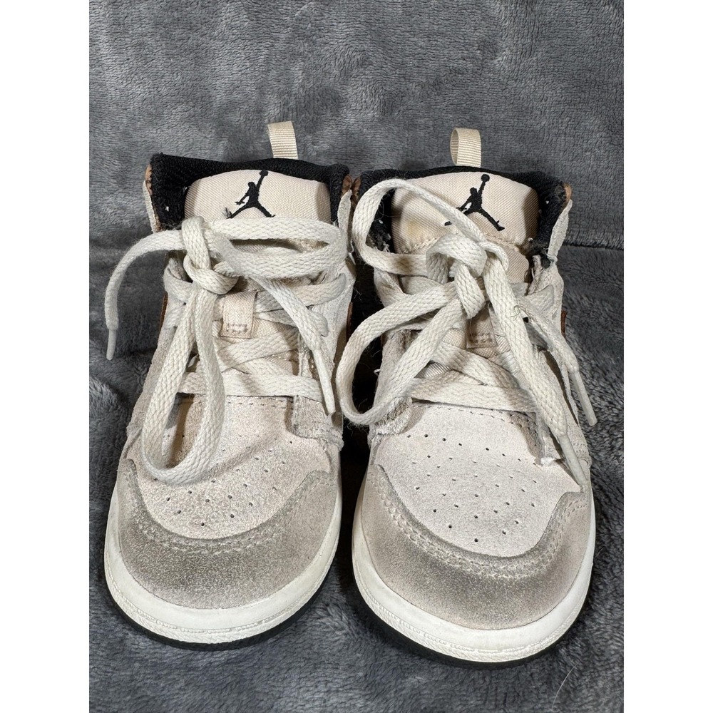 Jordan 1 Mid Shoes Kids Size 9C Beige Suede Animal Print Sneakers DZ5371-102